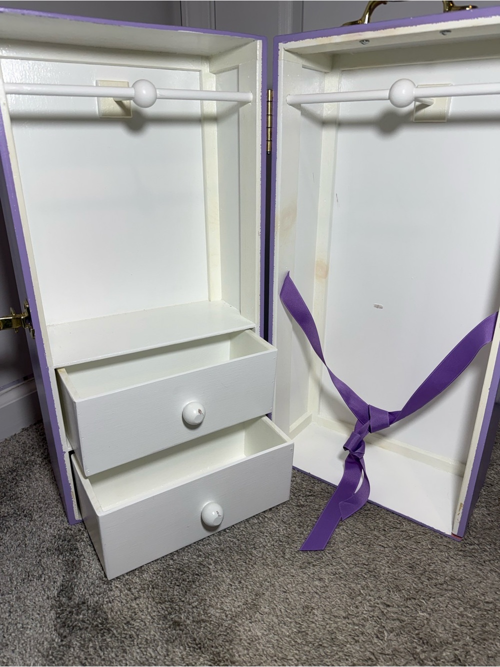 2-Drawer Doll Closet Storage Trunk for 18” Dolls